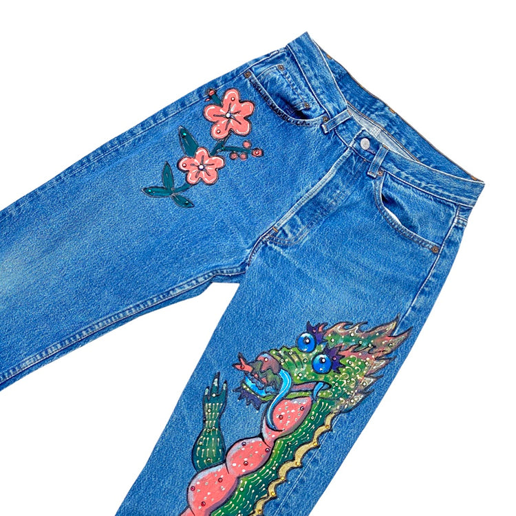 ENTER ZE DRAGON AUSTRIAN CRYSTAL STUDDED JEANS