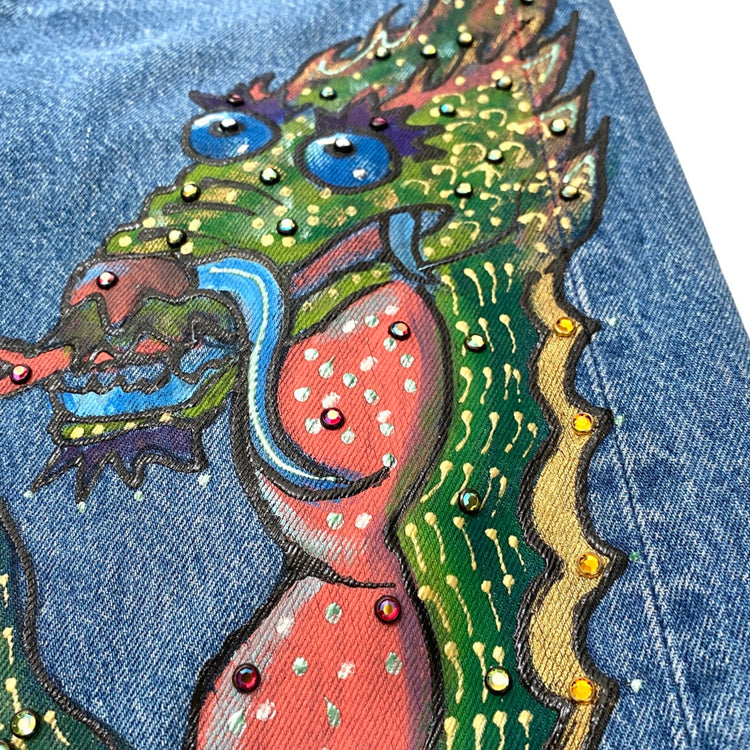 ENTER ZE DRAGON AUSTRIAN CRYSTAL STUDDED JEANS