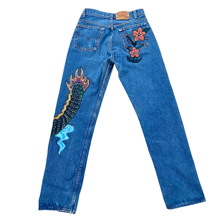 ENTER ZE DRAGON AUSTRIAN CRYSTAL STUDDED JEANS