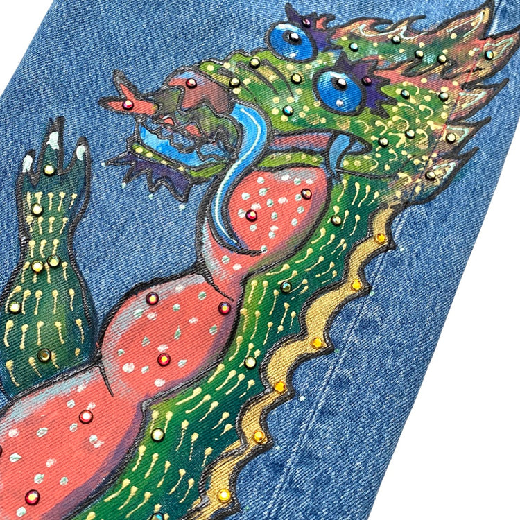 ENTER ZE DRAGON AUSTRIAN CRYSTAL STUDDED JEANS
