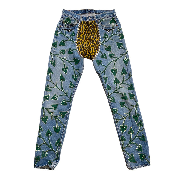 LEOPARD PRINT CRYSTAL STUDDED DELUXE CHAPS JEANS