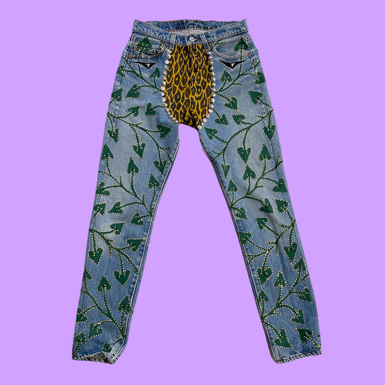 LEOPARD PRINT CRYSTAL STUDDED DELUXE CHAPS JEANS