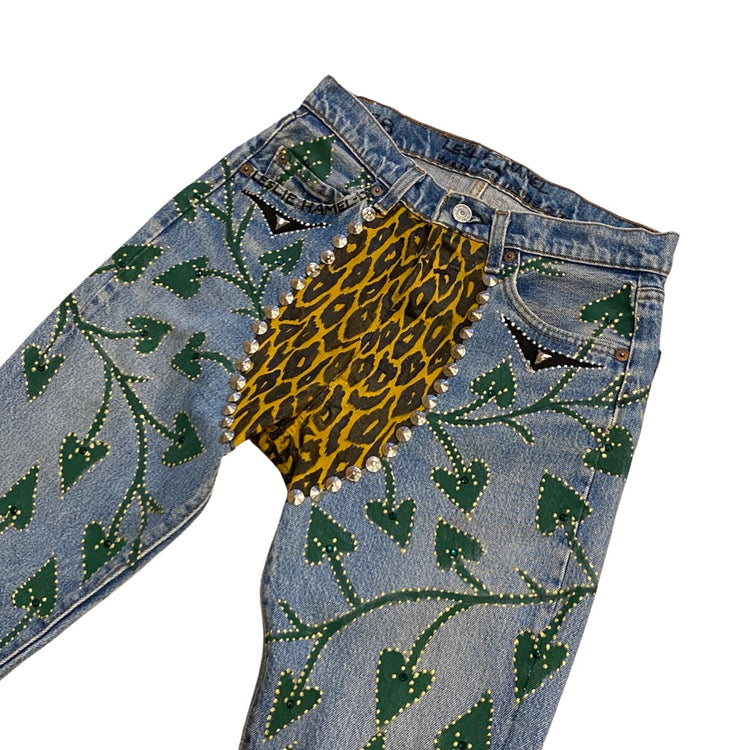 LEOPARD PRINT CRYSTAL STUDDED DELUXE CHAPS JEANS