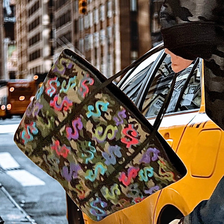 BIG MONEY HANDPAINTED CAMOUFLAGE TOTE BAG
