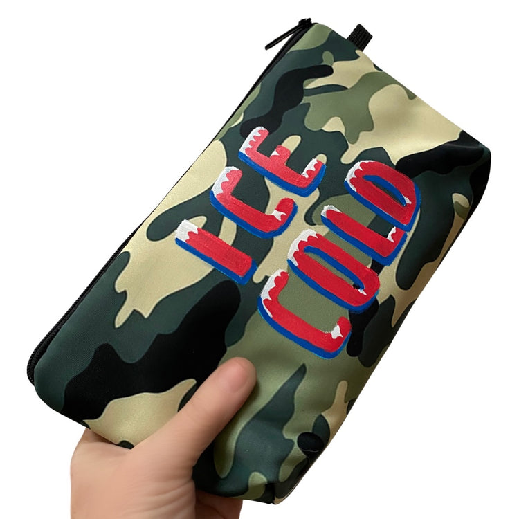 ICE COLD HAND PAINTED CAMOUFLAGE ZIPPER CASE