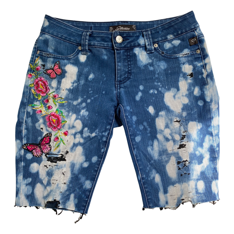 LESLIE HAMEL CRYSTAL STUDDED BUTTERFLY BLOSSOM SHORTS