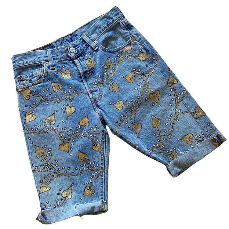 GOLD VINE STAINED GLASS MID LENGTH SHORTS