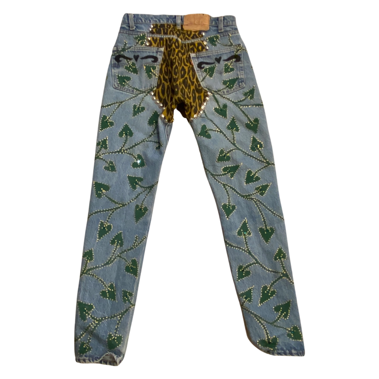 LEOPARD PRINT CRYSTAL STUDDED DELUXE CHAPS JEANS