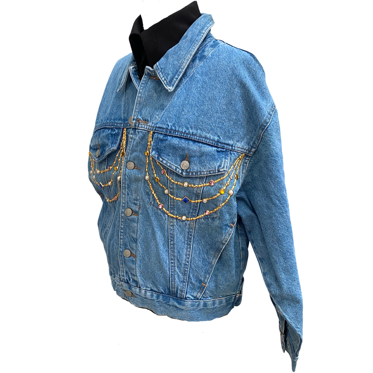 CHANEL CRYSTAL AND PEARL CHAIN JACKET