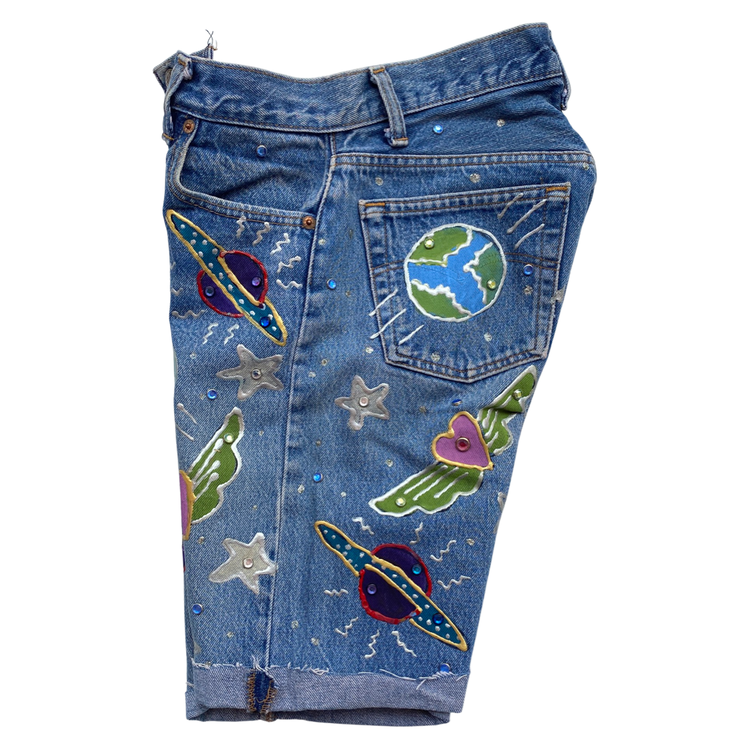 LESLIE HAMEL OUTER SPACE CRYSTAL STUDDED SHORTS