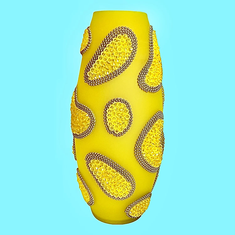 ZE HAND BEADED FROSTED GLASS VASE