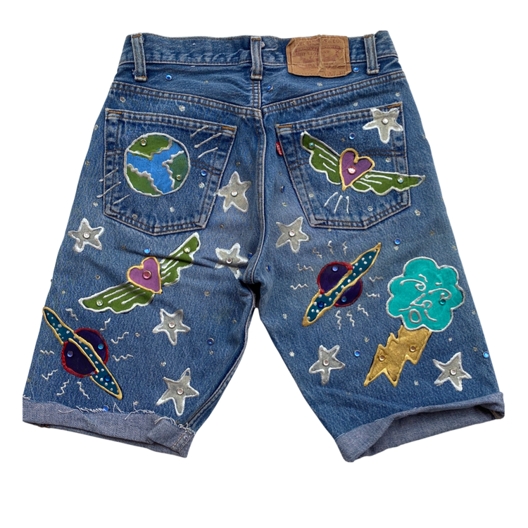 LESLIE HAMEL OUTER SPACE CRYSTAL STUDDED SHORTS