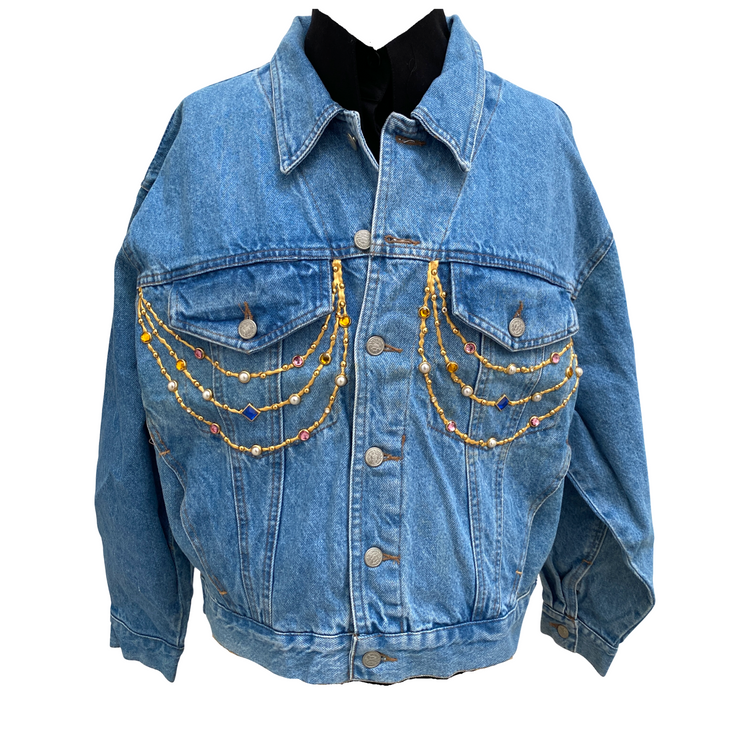 CHANEL CRYSTAL AND PEARL CHAIN JACKET