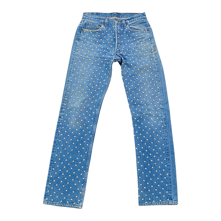 PEARL STUDDED VINTAGE LEVIS 501 JEANS