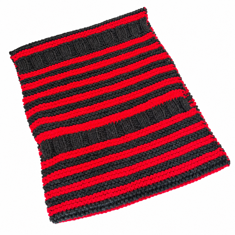 DAISY'S COZY HOOD SCARF - RED & GREY
