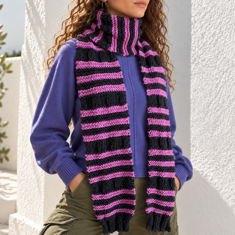 DAISY'S FAMOUS PEAPOD SCARF - LAVENDER GREY STRIPE