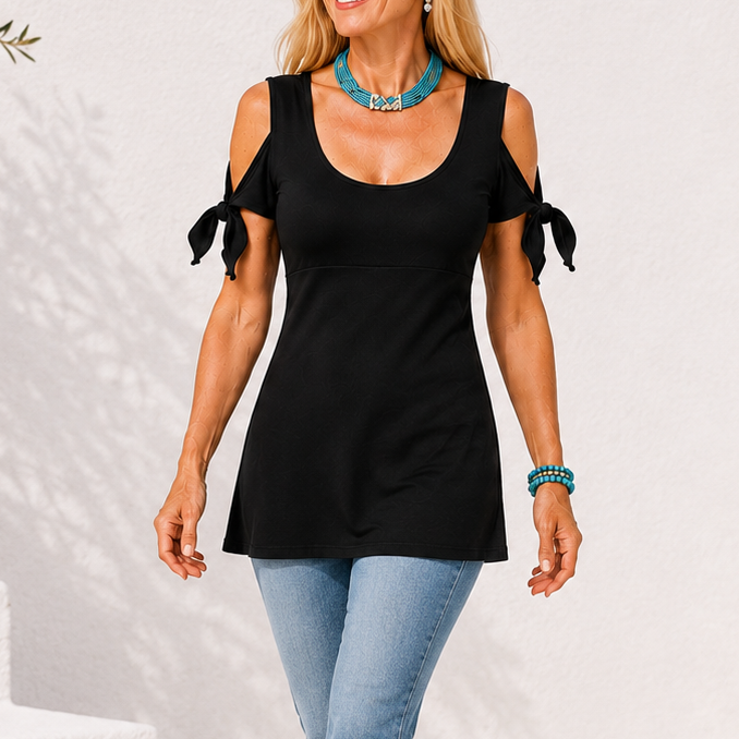 THE BLACK TIE-SLEEVE TOP
