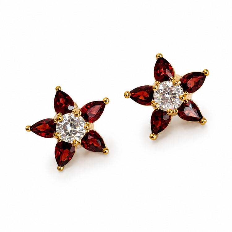 PETIT GARNET BLOOM EARRINGS