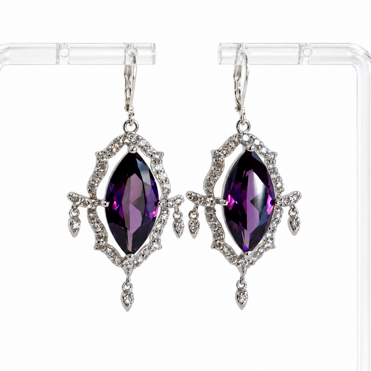 THE AMETHYST HALO EARRINGS