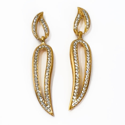 PAVÉ LEAF TWO-TONE DANGLE EARRINGS
