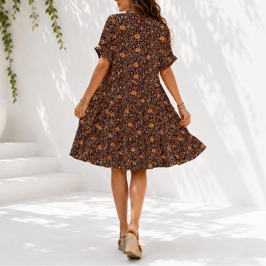 THE EASY BREEZY LEOPARD LOTUS BLOSSOM DRESS