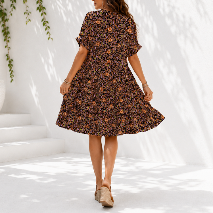 THE EASY BREEZY LEOPARD LOTUS BLOSSOM DRESS