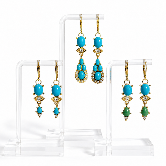 TURQUOISE TALISMAN EARRINGS GOLD