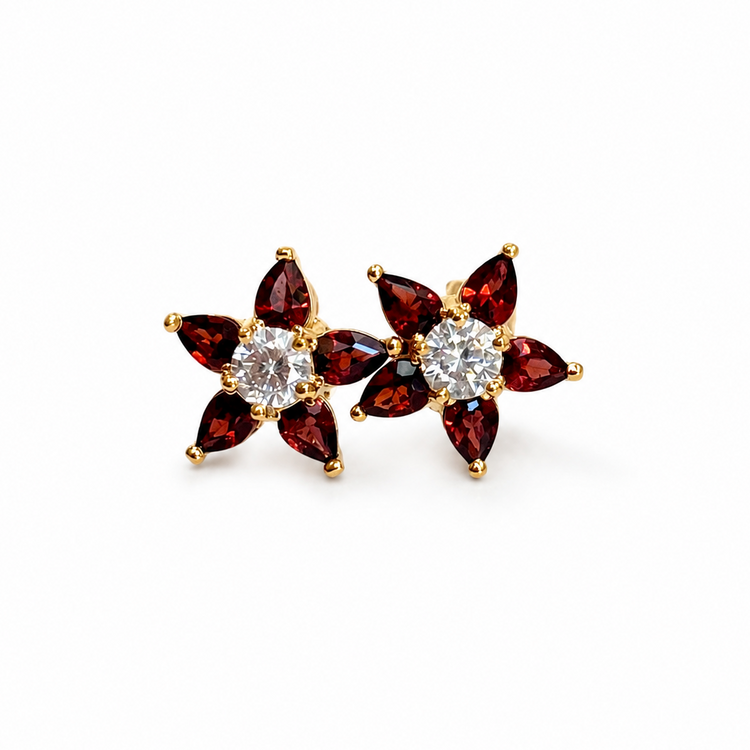 PETIT GARNET BLOOM EARRINGS