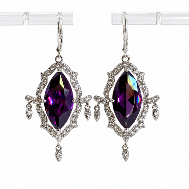 THE AMETHYST HALO EARRINGS