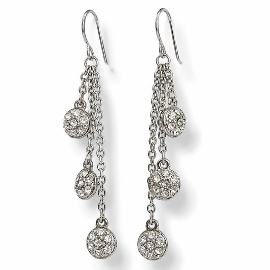 PAVE TRIPLE DANGLE EARRINGS