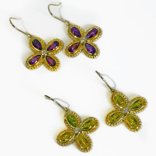4 PETAL EARRINGS AMETHYST OR PERIDOT