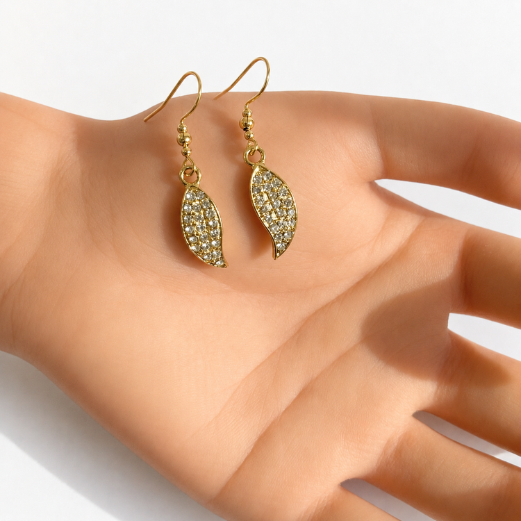 PETIT PAVÉ LEAF EARRINGS