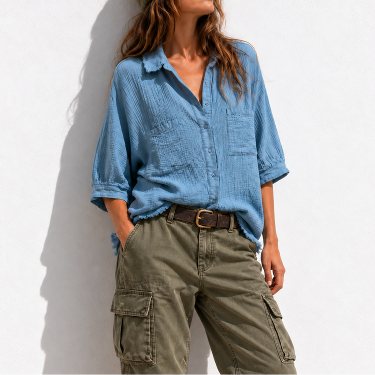 THE SAINT TROPEZ BLOUSE - SKY