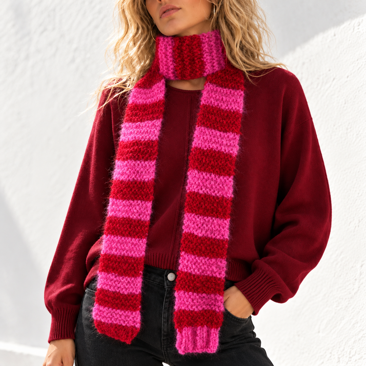 DAISY'S CANDY CANE SCARF - PINK & RED