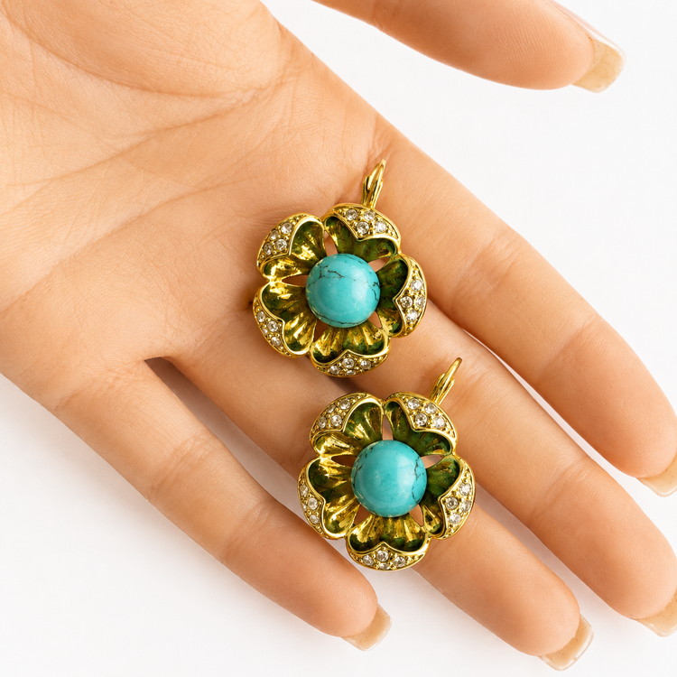TURQUOISE POPPY EARRINGS