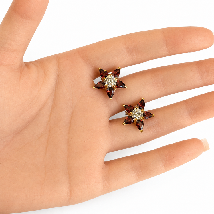 PETIT GARNET BLOOM EARRINGS