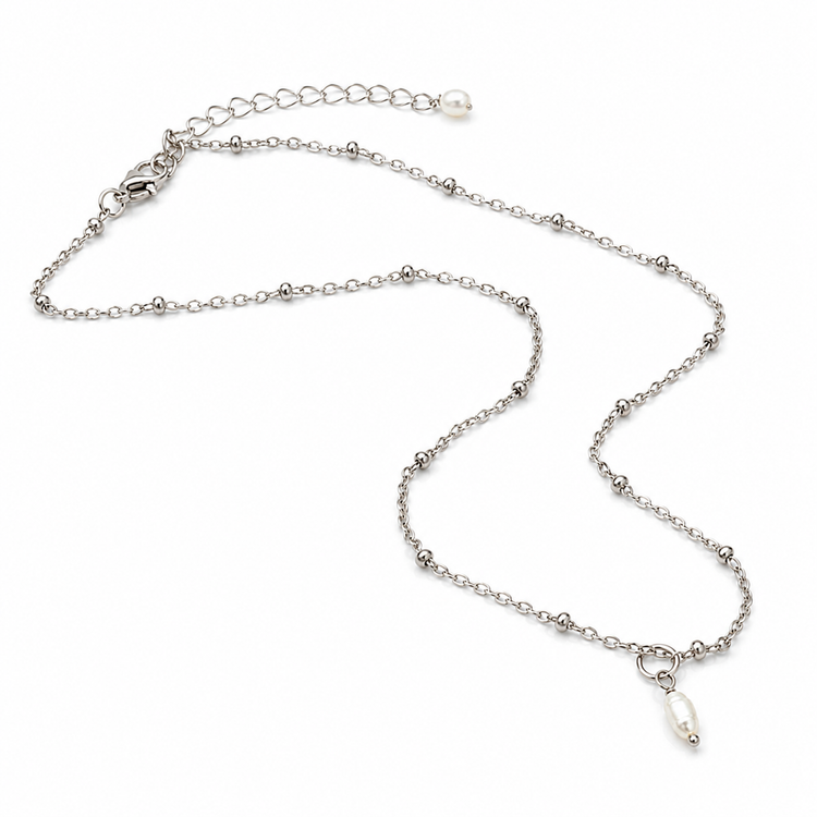 PETIT PEARL SILVER NECKLACE