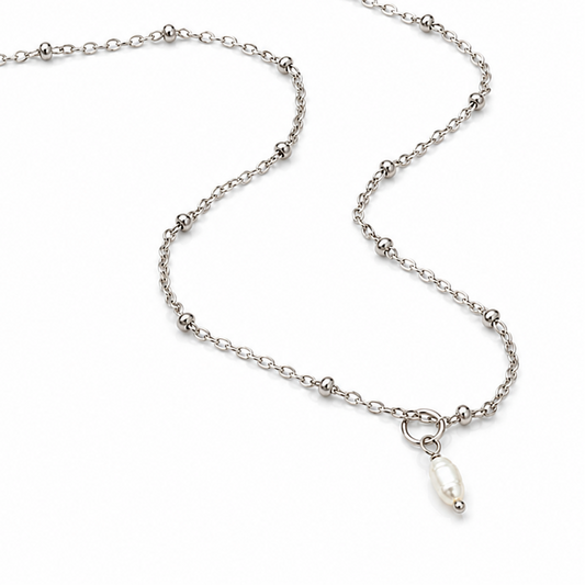 PETIT PEARL SILVER NECKLACE