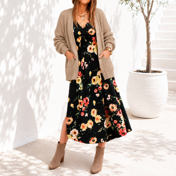 THE STEVIE DRESS - BLACK FLORAL