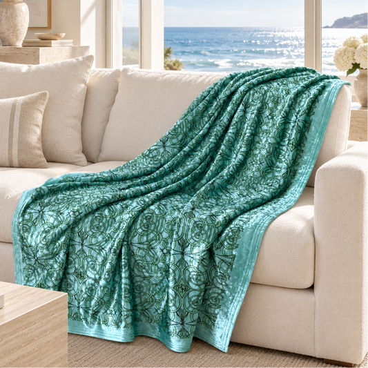 THE COZY DOUBLE FACED THROW BLANKET - MALIBU MONOGRAM