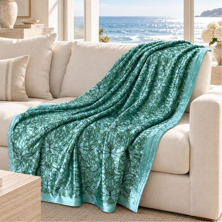 THE COZY DOUBLE FACED THROW BLANKET - MALIBU MONOGRAM