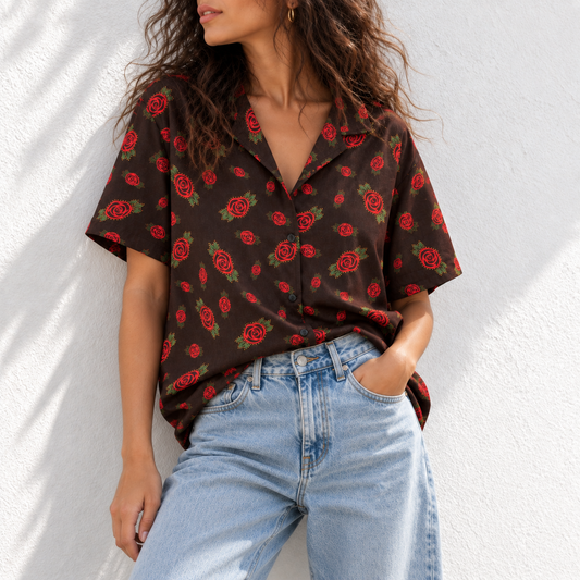 THE CHARCOAL ROSE BOYFRIEND SHIRT