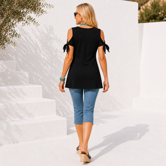 THE BLACK TIE-SLEEVE TOP