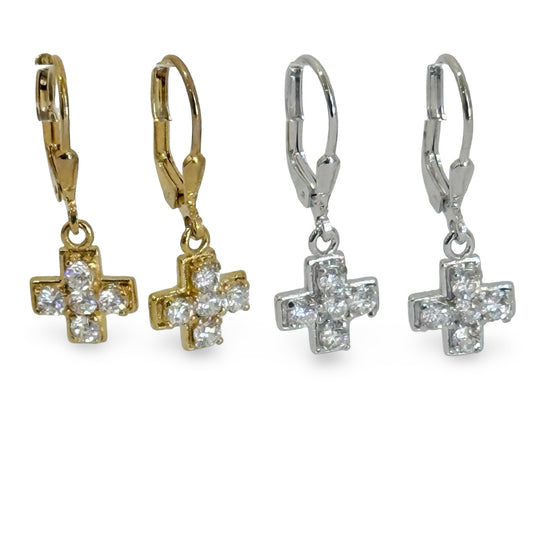 PETITE CROSS EARRINGS GOLD OR SILVER