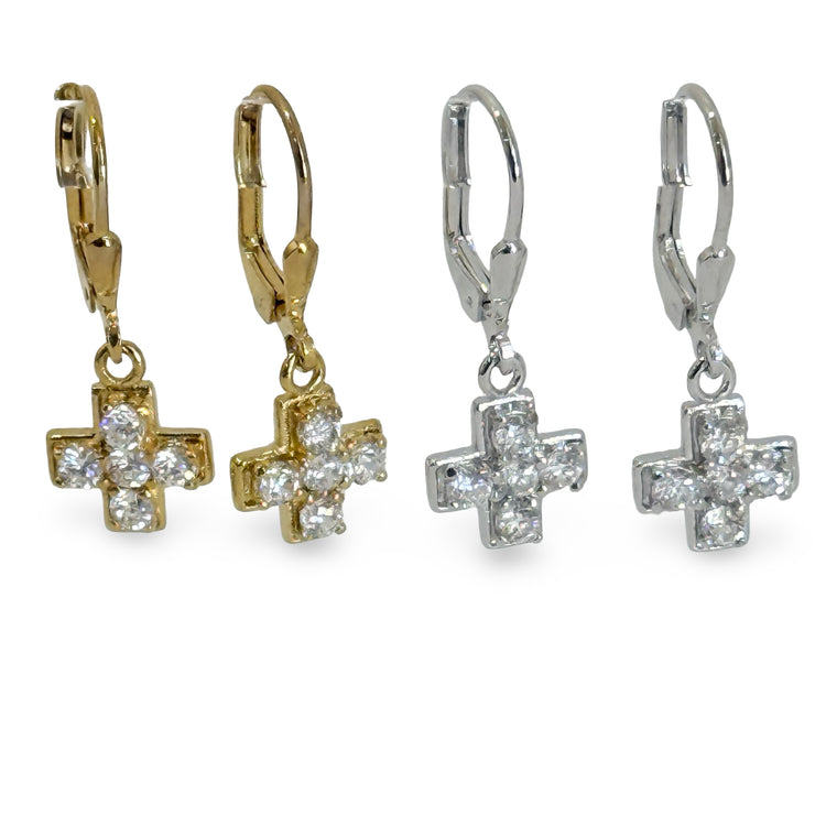 PETITE CROSS EARRINGS GOLD OR SILVER