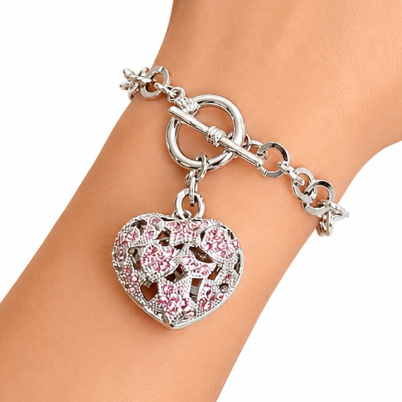 CHARMED HEART DOUBLE SIDED TOGGLE BRACELET