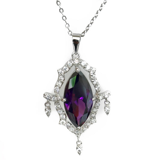 AMETHYST MARQUISE HALO PENDANT