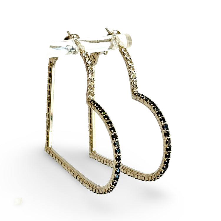 HEART HOOP EARRINGS BLACK OR PINK