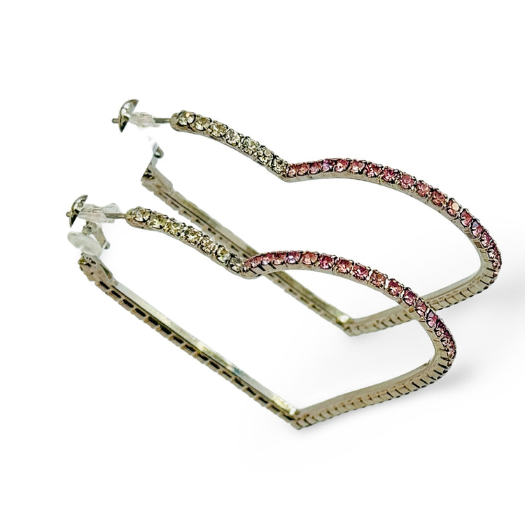 HEART HOOP EARRINGS BLACK OR PINK