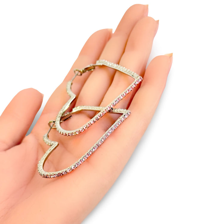 HEART HOOP EARRINGS BLACK OR PINK